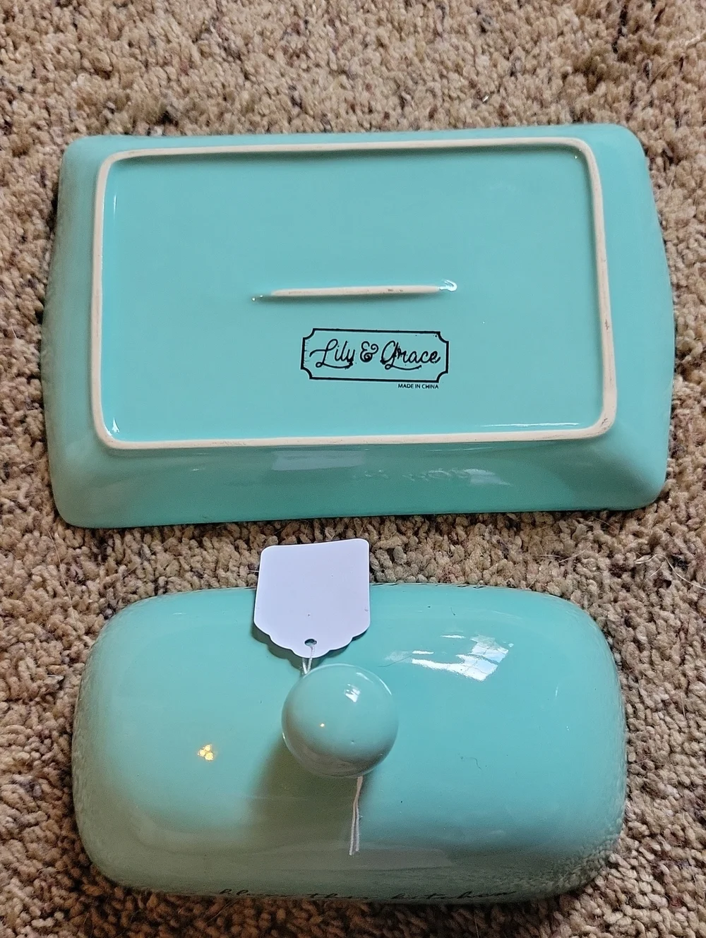 Aqua Ceramic Butter Dish - 